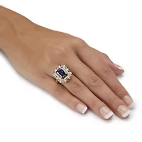 8.40 TCW Mystic Cubic Zirconia Gold-Plated Halo Cocktail Ring