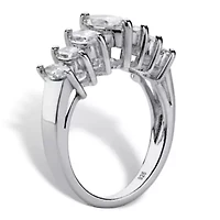 2.00 Cttw Platinum-plated Silver Marquise-Cut Cubic Zirconia Anniversary Band