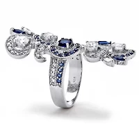 3.81 Cttw. Simulated Blue Sapphire and Cubic Zirconia .925 Silver Vine Ring