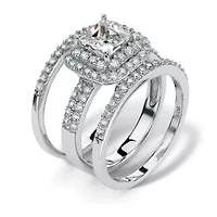 2.37 TCW Princess-Cut Cubic Zirconia Three-Piece Bridal Set