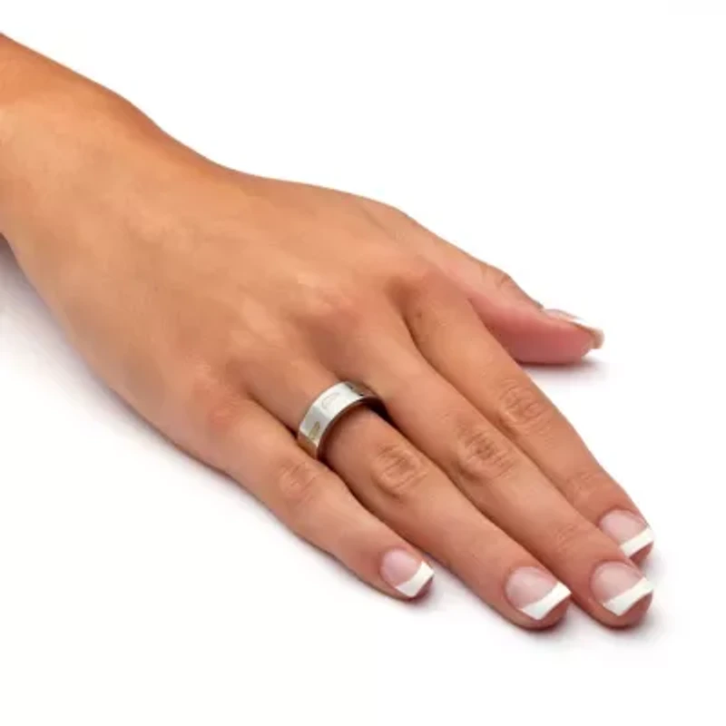 "Footprints the Sand" Two-Tone Ring Stainless Steel