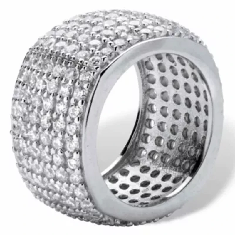 3.00 TCW Pave Cubic Zirconia Multi-Row Eternity Band Sterling Silver