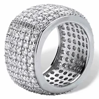 3.00 TCW Pave Cubic Zirconia Multi-Row Eternity Band Sterling Silver