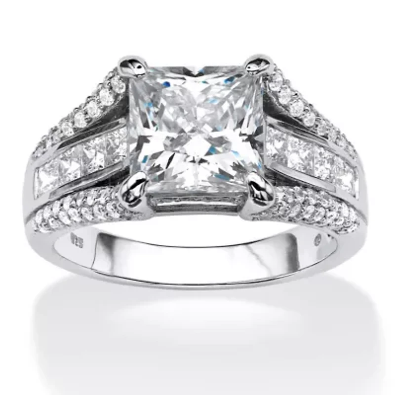 3.06 TCW Princess-Cut Cubic Zirconia Ring Platinum-plated Sterling Silver