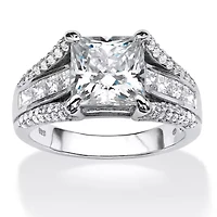 3.06 TCW Princess-Cut Cubic Zirconia Ring Platinum-plated Sterling Silver
