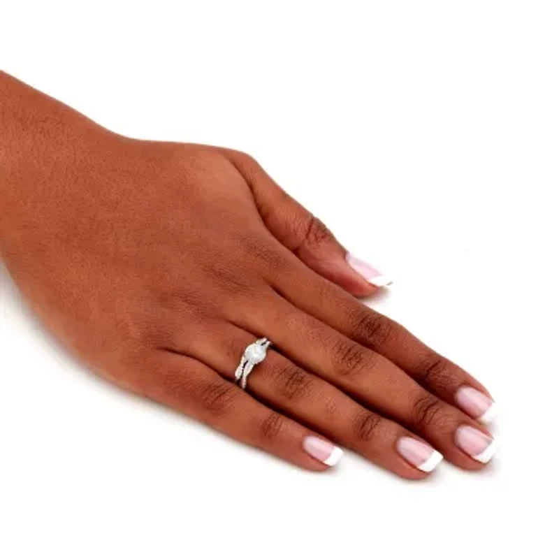 1.79 Cttw. 2-Piece Round .925 Sterling Silver Cubic Zirconia Wedding Ring Set