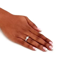 1.79 Cttw. 2-Piece Round .925 Sterling Silver Cubic Zirconia Wedding Ring Set