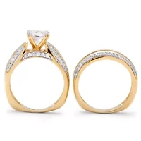 2.55 TCW Cubic Zirconia Two-Piece Bridal Set in14k Gold-plated Sterling Silver