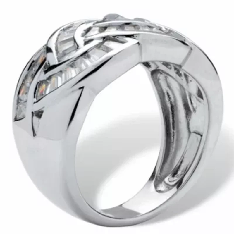 1.80 TCW Cubic Zirconia Channel-Set Ring Platinum-plated Sterling Silver