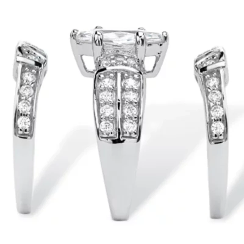 3.05 TCW Cubic Zirconia Three-Piece Bridal Set .925 Sterling Silver