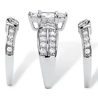 3.05 TCW Cubic Zirconia Three-Piece Bridal Set .925 Sterling Silver