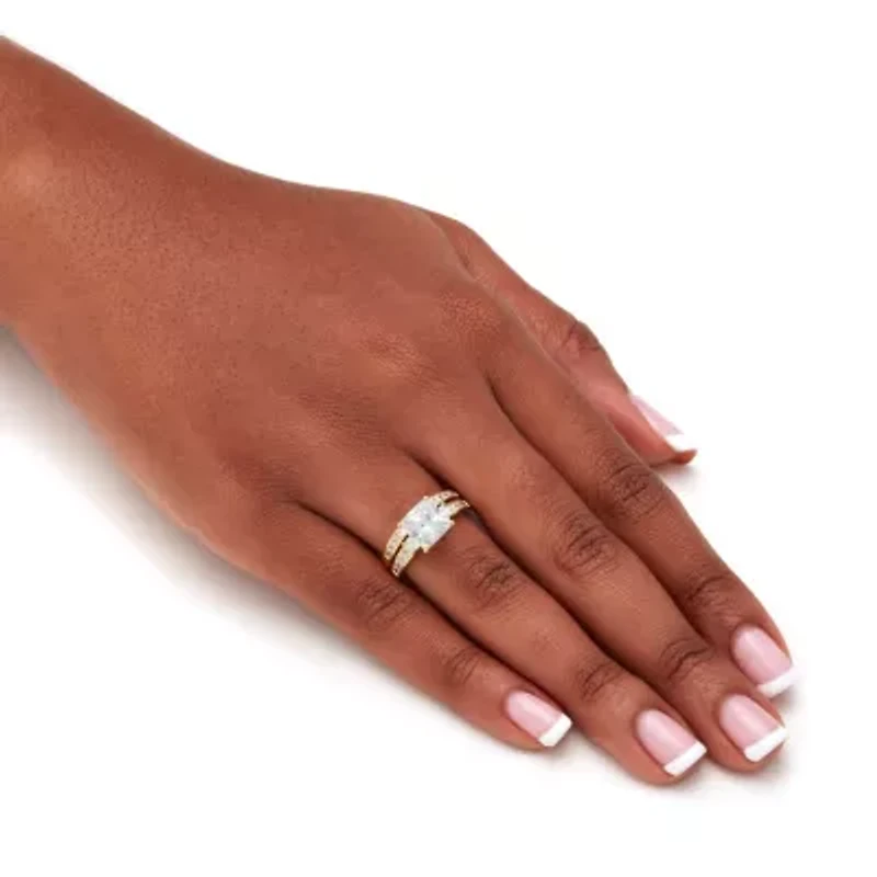 3.62 Cttw 2-Piece 14k Gold Plated .925 Silver Cubic Zirconia Wedding Ring Set