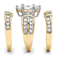 3.05 TCW Cubic Zirconia 14k Gold-plated Sterling Silver Bridal Set