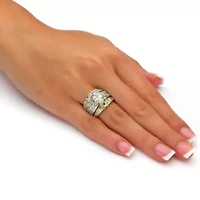 3.05 TCW Cubic Zirconia 14k Gold-plated Sterling Silver Bridal Set