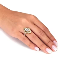2.67 TCW Marquise Cut Cubic Zirconia 14k Yellow Gold-Plated Antiqued Ring