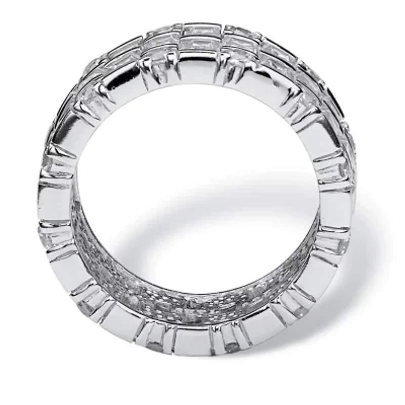 5.12 TCW Baguette CZ Eternity Band Platinum-plated Sterling Silver