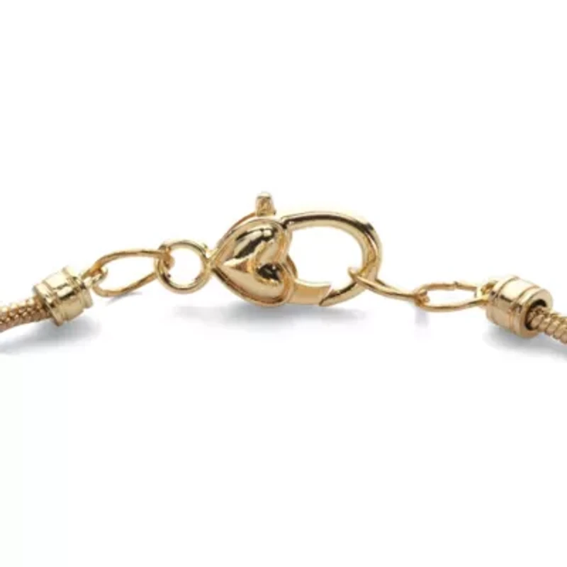 Simulated Birthstone Goldtone Charm Bracelet 8"