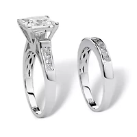 3.81 TCW CZ 2-Piece Bridal Set Platinum Plated .925 Sterling Silver