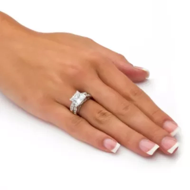 3.81 TCW CZ 2-Piece Bridal Set Platinum Plated .925 Sterling Silver