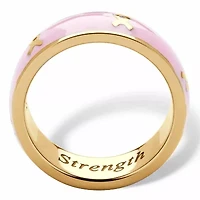Breast Cancer Awareness Pink Enamel Inscribed Ribbon Eternity Band