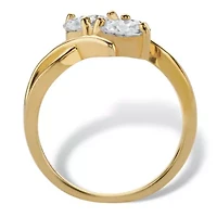 1.96 Cttw Cubic Zirconia 14k Gold-plated Sterling Silver 2-Stone Bypass Ring