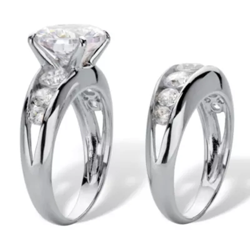 2 Piece 6.09 TCW CZ Bridal Ring Set .925 Sterling Silver