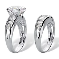 2 Piece 6.09 TCW CZ Bridal Ring Set .925 Sterling Silver
