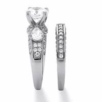 2 Piece 3.47 TCW CZ Bridal Set Platinum-plated Sterling Silver