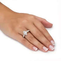 2.34 TCW Marquise Cubic Zirconia Platinum-plated Silver 2-Pc. Bridal Ring Set