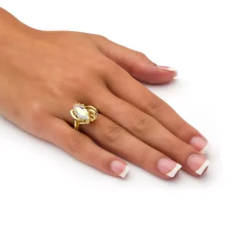 Marquise-Cut Aurora Borealis Crystal Ring Gold-Plated