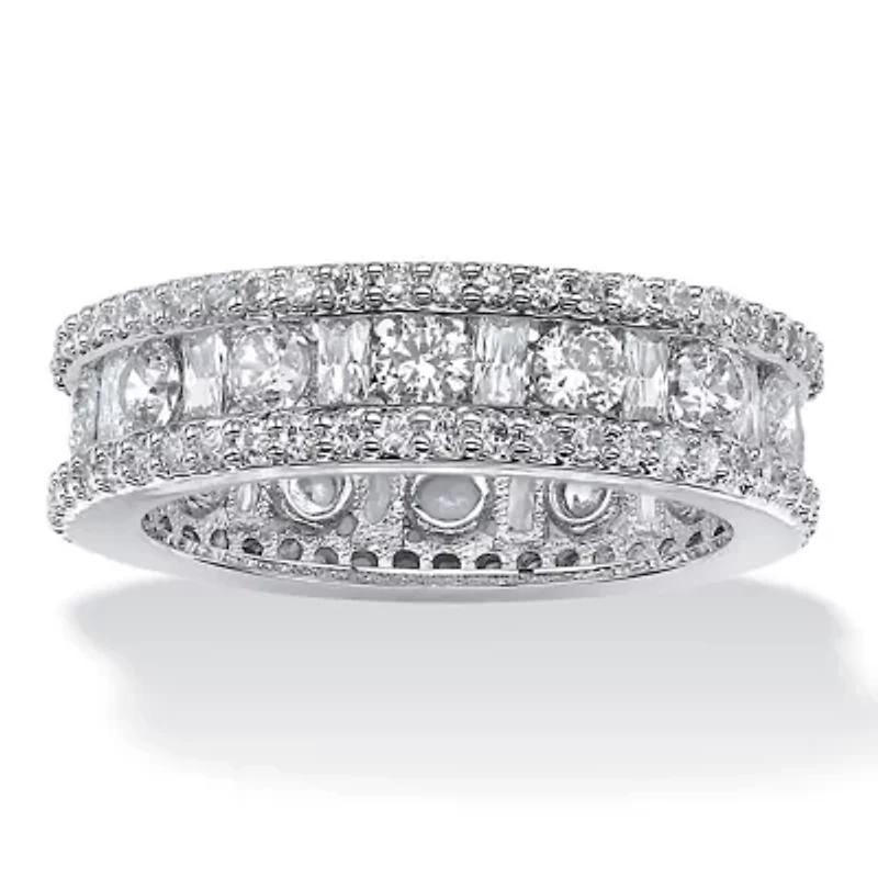 3.22 TCW Cubic Zirconia Eternity Ring Platinum-plated Sterling Silver