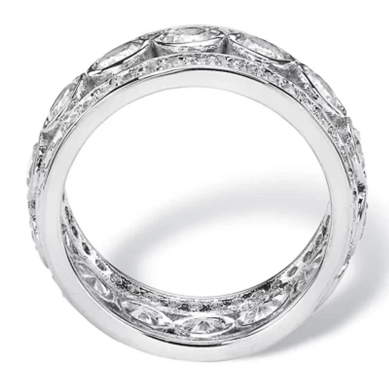 4.70 TCW Bezel-Set CZ Eternity Ring Platinum-plated Sterling Silver