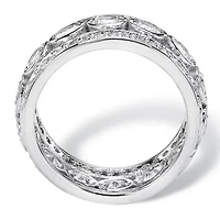 4.70 TCW Bezel-Set CZ Eternity Ring Platinum-plated Sterling Silver
