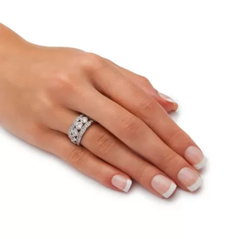 4.70 TCW Bezel-Set CZ Eternity Ring Platinum-plated Sterling Silver