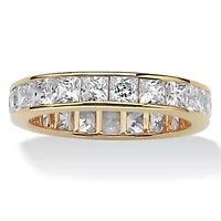 5.29 TCW Princess-Cut Cubic Zirconia 18k Gold-plated Silver Eternity Ring