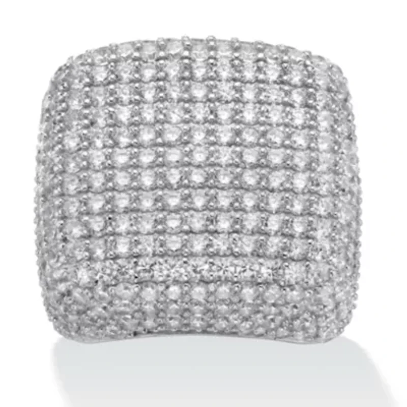6.76 TCW Round Cubic Zirconia Pave .925 Sterling Silver Dome Ring
