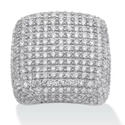 6.76 TCW Round Cubic Zirconia Pave .925 Sterling Silver Dome Ring