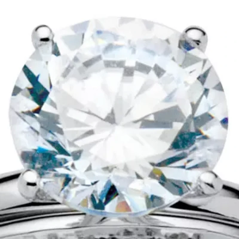 2.20 TCW Round Cubic Zirconia Platinum-plated Sterling Silver Bridal Ring Set