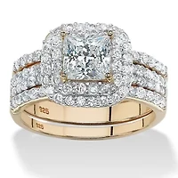 2.37 TCW Cubic Zirconia Bridal Set Gold-Plated Sterling Silver