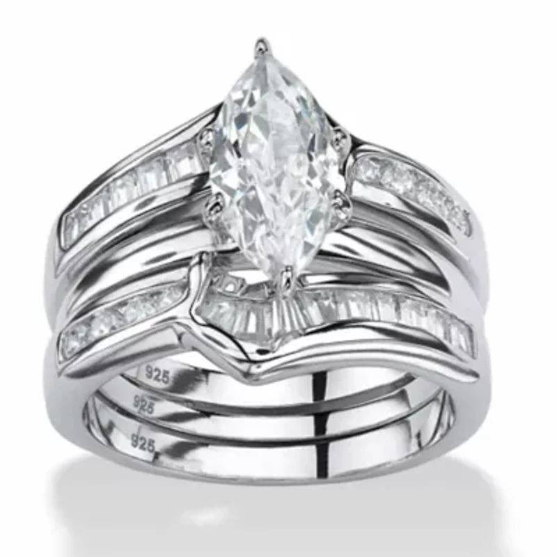 3.57 Cttw. Cubic Zirconia 2 Piece Bridal Ring Set .925 Sterling Silver