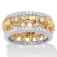 1.40 Cttw. 18k Gold-Plated Cubic Zirconia Two-Tone Elephant Eternity Ring