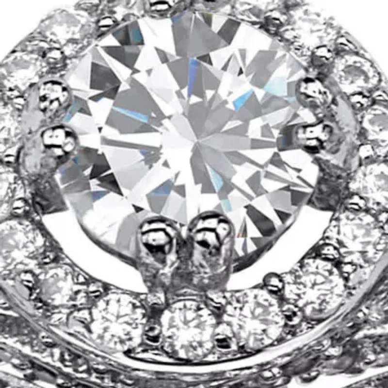 1.67 TCW Round CZ Two-Piece Halo Bridal Set Platinum-plated Sterling Silver