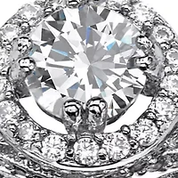 1.67 TCW Round CZ Two-Piece Halo Bridal Set Platinum-plated Sterling Silver