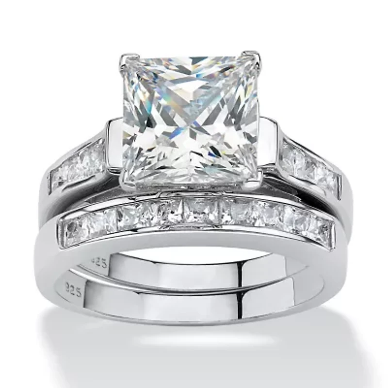 3.81 TCW CZ 2-Piece Bridal Set Platinum Plated .925 Sterling Silver