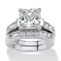3.81 TCW CZ 2-Piece Bridal Set Platinum Plated .925 Sterling Silver