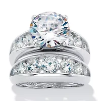 2 Piece 6.09 TCW CZ Bridal Ring Set .925 Sterling Silver