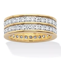 2.05 Cttw. Round CZ Gold-Plated Silver Double-Row Gender-Neutral Eternity Ring