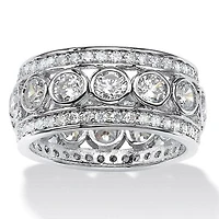 4.70 TCW Bezel-Set CZ Eternity Ring Platinum-plated Sterling Silver