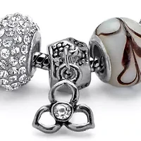 Birthstone Silvertone Bali-Style Bracelet 8"