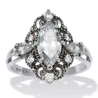 2.72 TCW Marquise Cut Cubic Zirconia Platinum-Plated Ring